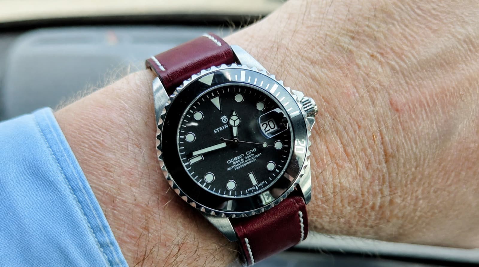 Burgundy Stitched